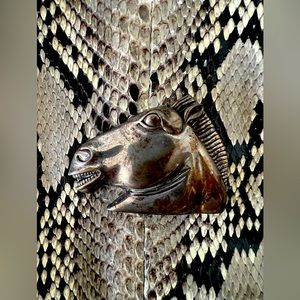 BARRY KIESELSTEIN-CORD leather belt with silver horsehead snakeskin pouch *RARE*